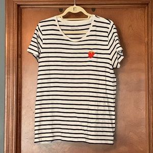 J.Crew factory striped tee with strawberry embroidery detail